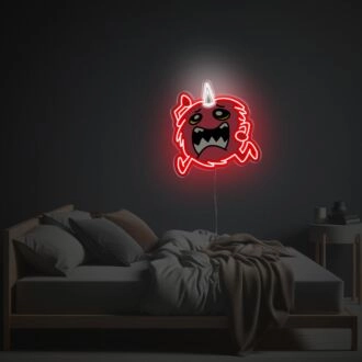 Bringen Sie Farbe in Ihre Bar, Ihr Büro oder Schlafzimmer mit dem einzigartigen kleinen roten weinenden Monster LED Neon Acryl Kunstwerk.