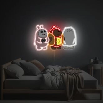 Erhöhen Sie Ihren Raum: Panda, Braunbär und Eisbär LED Neon Acrylkunstwerk - Perfekt für Wohnkultur, trendige Büros und lebhafte Bars.