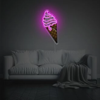 Beleuchten Sie Ihren Raum: Pinkes Eiscreme-LED-Neon-Acryl-Kunstwerk für Bars, Cafés und Kinderzimmer.