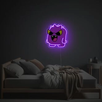 Bringen Sie Ihre Bar, Party und Ihr Jugendzimmer mit einem lila Monster LED Neonschild zum Leuchten.
