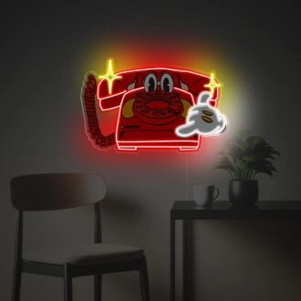 Verbessern Sie Ihren Raum: Rotes Telefon LED Neon Acrylkunstwerk, perfekt für Bars, Hochzeiten und Retro-Bürodekoration.