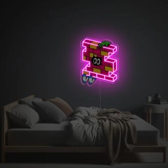 Beleben Sie Ihren Raum: Sitzender Pink Wand-Mann LED-Neon-Acrylkunstwerk Perfekt für Bar-, Büro- und Veranstaltungsdekoration.