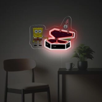 Erhellen Sie Ihren Raum: Spongebob und Patrick mit LED-Neon-Acrylkunstwerk - Ideal für Kinderzimmer, Themenpartys und verspielte Wohnkultur.