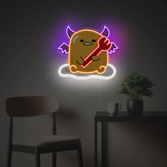 Erhöhen Sie das Ambiente Ihrer Bar, Ihres Büros und Zuhauses mit dem Yolk Man mit bösem Anzug LED-Neon-Acrylkunstwerk.