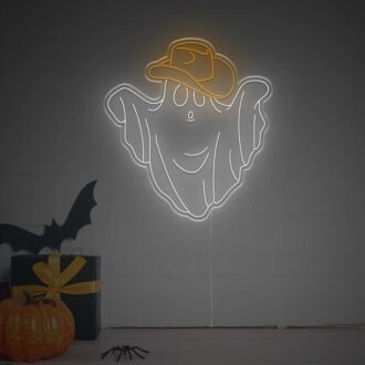 Beleuchten Sie Ihre gruseligen Feiern: Halloween Cowboy-Geist LED-Neonschild für Heimdekoration, Halloween-Partys und Themenbars.