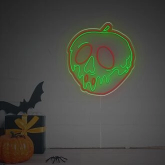 Beleuchten Sie Ihre Halloween-Party oder Ihre themenbezogene Bar mit dem gruseligen Halloween-Schädel Pision Apple LED-Neonschild.
