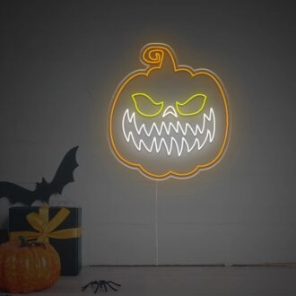 Beleben Sie Ihre Halloween-Feiern und -Dekorationen mit dem LED-Neonschild "Smiling Pumpkins" für Zuhause, Büro und Partyatmosphäre auf.