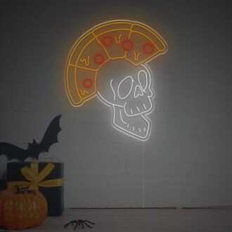 Beleuchten Sie Ihre Bar, Ihr Spielzimmer oder Ihre Küche mit dem exklusiven Pizza Skull LED Neonschild.
