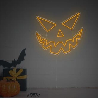Verwandeln Sie Ihren Raum in eine Halloween-Oase: Gruseliges LED-Neonschild mit Kürbisgesicht für Zuhause, Bars und Themenpartys.