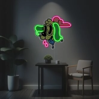 Erhellen Sie Ihren Raum: Abstraktes grünes Hunde-LED-Neon-Acrylkunstwerk, perfekt für Heimdekoration, Büros und trendige Cafés.
