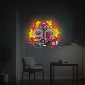 Erhellen Sie Ihre Räume von der Wohnkultur bis zu Bars: Die vielseitige Bedeutung von Air Max 90 mit Graffiti LED Neon Acrylkunstwerk.
