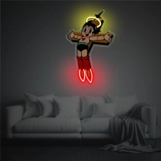 Verbessern Sie Ihren Raum: Astro Boy am Kreuz LED-Neon-Acrylkunstwerk für lebendige Wohnkultur, coole Büroatmosphäre und einzigartige Ladendisplays.