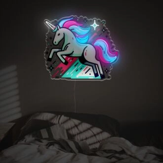 Erhellen Sie Ihren Raum: Perfekt für Wohnkultur, Kinderzimmer oder magische Themenpartys - Wunderschöne Einhorn-LED-Neon-Acrylkunst.