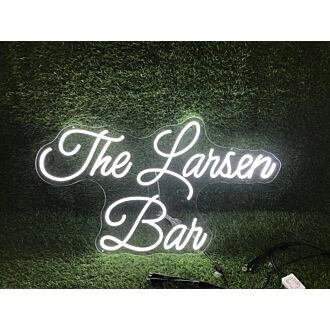 Brighten Up Your Bar, Office, or Wedding with The Larsen Ban White LED Neon Sign.