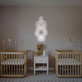 Brighten Up Your Space: Little Cuty Robot LED Neon Sign Ideal for Kids' Rooms, Play Areas, and Birthday Celebrations.