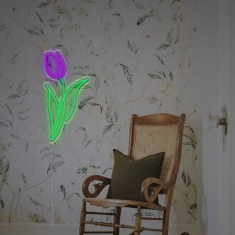Erhellen Sie Ihren Raum: Perfekt für Wohnkultur, Büros und trendige Bars - Lila Tulpe LED-Neonschild.