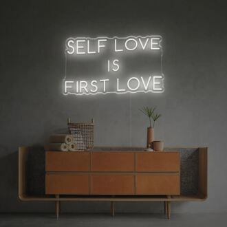 Brighten Your Bedroom, Office, or Yoga Studio with the Self Love Is First Love LED Neon Sign.
