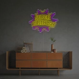 Brighten Up Your Celebrations: Super Birthday LED Neon Sign for Home, Bars, and Festive Gatherings.