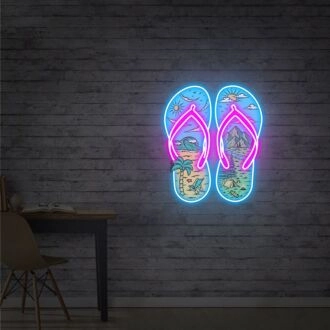 Verschönern Sie Ihr Strandhaus oder Ihre Sommerparty mit Flip-Flops Kunst Schlafzimmer LED UV-Neonschild.