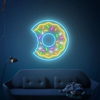 Brighten Your Café or Sweeten Your Home Decor with the Food Neon Sign Sweet Donuts Sign Coffee Bar Sign Pink LED Light Dessert.