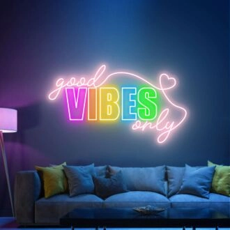 Brighten Your Space with Good Vibes Only Neon Sign: Perfect for Bedroom, Home Offices, Party Venues, and Wedding Celebrations Neon Lights.