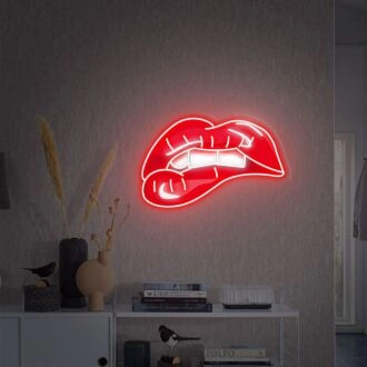 Fügen Sie Ihrem Schlafzimmer, Ihrer Bar oder Ihrer Hochzeit einen lebendigen Akzent mit einem Lippen-Art-LED-UV-Neonschild hinzu.