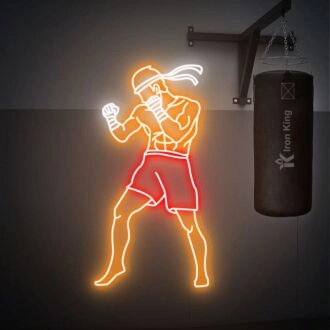 Verleihen Sie Ihrem Raum mit einem Muay Thai-Kämpfer-Neonschild das gewisse Etwas: Perfekt für Heimfitnessstudios, Boxstudios und sportlich gestaltete Spielzimmer.