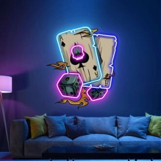 Elevate Your Game Room, Bar, or Living Space with the Poker And Sieve Led UV Neon Sign Art Wall Decor