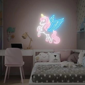 Magie in jeden Raum bringen: Perfekt für Kinderzimmer, Weihnachtssurprises und die Einrichtung von Dorm-Zimmern mit dem Regenbogen-Einhorn-Neonschild-LED-Display.