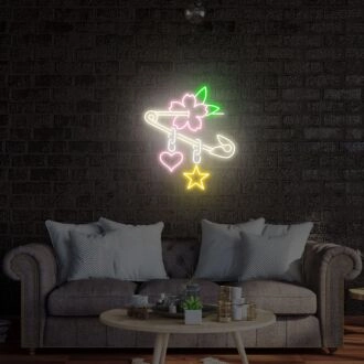 Brighten Up Your Child's Bedroom or Birthday Bash with the Spongebob Flower In Fob Neon Sign - A Perfect Handmade Gift and Room Decor Piece!