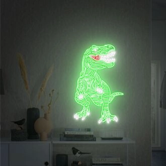 Fügen Sie Ihrem Zimmer, Büro oder Event einen prähistorischen Glanz hinzu mit dem Tyrannosaurus Rex Neon Schild T Rex Neon Deko Neon Schild Kunst.