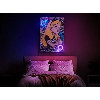 Beleuchten Sie Ihr Zuhause, Büro oder Event: "Alice im Wunderland" Wandkunst - Pop Art Neon UV Druck LED Neon Schild Perfekt für Dekor, Bars und Hochzeiten.