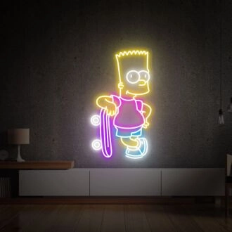 Beleuchten Sie das Kinderzimmer oder verleihen Sie Partys Spaß mit einem Bart Simpson Deko LED-Neonschild Wandkunst Geschenk für Kinder.