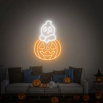 Verwandle deinen Raum: Perfekt für Halloween-Partys, Hauseingänge oder Bar-Ambiente mit Feengeist-Kürbis LED Neon Schild Halloween Wanddekoration.