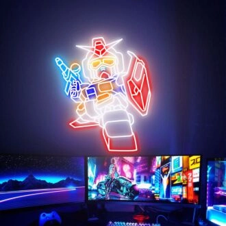 Bringen Sie das Zimmer Ihres Kindes oder die nächste Party mit dem kämpfenden Gundam-Roboter LED-Neonschild zum Strahlen - ein perfektes Geschenk für junge Fans!