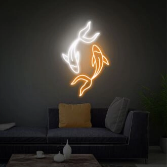 Verbessern Sie Ihren Raum: Japanische Fisch-Neonkunst Koi-Liebhabergeschenk Ideal für Zuhause, Büro, Bars und Hochzeiten - Japan Wanddekoration LED-Neonlichter.