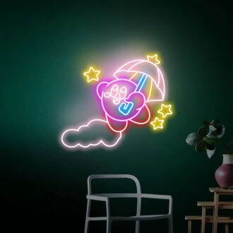 Heben Sie Ihr Gaming-Zimmer und Feiern auf ein neues Level: Kirby Deko Gaming-Zimmer-Deko Japanisches LED-Neonschild, perfekt für Zuhause, Büro, Partys und besondere Anlässe.