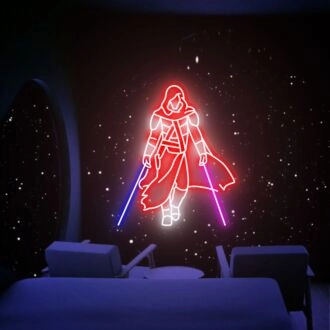 Erheben Sie Ihren Raum: Ideal für Heimkinos, Männerhöhlen und Sci-Fi-Themenpartys -- Lichtschwert Samurai LED-Neon-Schild Star Wars Wanddekoration.
