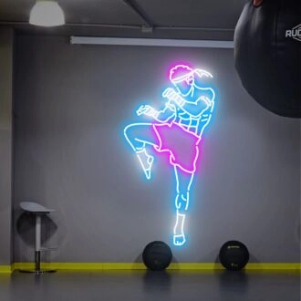 Verschönern Sie Ihr Boxstudio, Ihren Männerbereich oder Ihre Sportbar mit der Muay Thai Kunst LED-Neonzeichen Wandkunst – Das perfekte Deko-Geschenk.