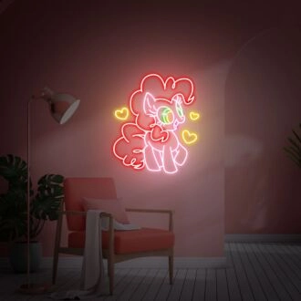 Beleuchten Sie das Kinderzimmer oder feiern Sie mit Funkeln: Pinkie Pie LED-Neonschild, Mein Kleines Pony Zimmerdeko-Geschenk, perfekt für Partys und Themenzimmer.