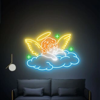 Erhellen Sie Ihren Raum: Ideal für Zuhause, Hochzeiten und Partys mit der Sleeping Angel Neonlicht-Kunst Party Dekoration Geschenke.