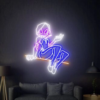 Erheben Sie Ihren Raum: Spider Gwen LED-Neon-Wandschild für faszinierende Wohndekoration, Büroatmosphäre und elektrisierende Party-Stimmungen.