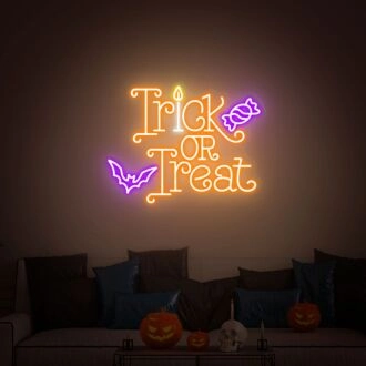 Spookify Your Space: Track Or Treat Led Neon Sign Perfect for Halloween Parties, Home, and Storefronts.