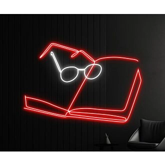 Brighten Up Your Reading Nook and Add Flair to Book-Themed Parties with the Book With Glasses Led Neon Sign Book Hanging Led Neon Lightbook Lover Deco.