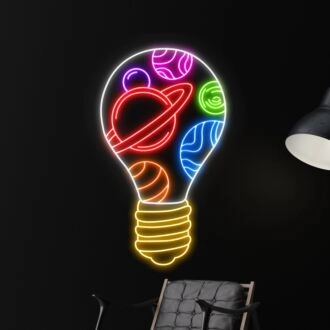 Beleuchten Sie Ihren Raum: Bulb Galaxy LED-Neonschild für lebendige Heimdekoration, Büroatmosphäre und festliche Weihnachtsfeiern.