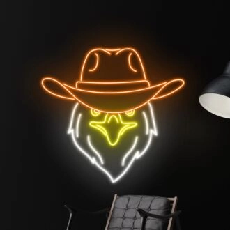 Verleihen Sie Ihrem Western-Thema Glanz: Cowboy Adler LED-Neonschild für Bar, Büro und rustikale Wohnkultur.