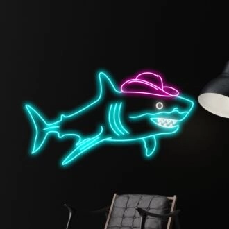 Bringen Sie Vielseitigkeit in Ihren Raum: Cowboy Shark LED-Neonschild, perfekt für Heimdekoration, Bars und einzigartige Veranstaltungen.