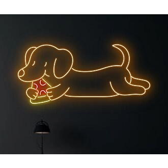 Brighten Your Bar, Kitchen, or Party Room with the Adorable Cute Dachshund Eat Pizza Led Neon Sign Dachshund Sausage Pizza Led Sign