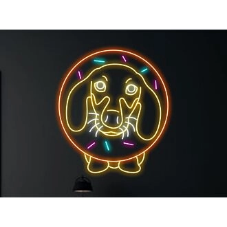 Verschönern Sie Ihre Bäckerei, Ihr Zuhause oder Ihr haustierfreundliches Café mit einer LED-Leuchtreklame für eine Dackel-Donut-Bäckerei Dackel-Neonlicht-Dekoration.