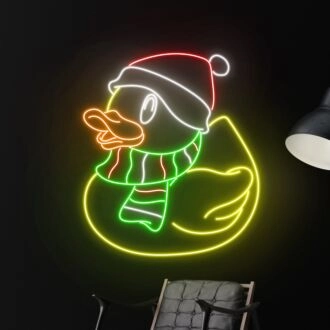 Erhellen Sie Ihre Feiern: Enten-Weihnachtshut LED-Neonschild für festliche Heim-, Büro- und Ladendekorationen.